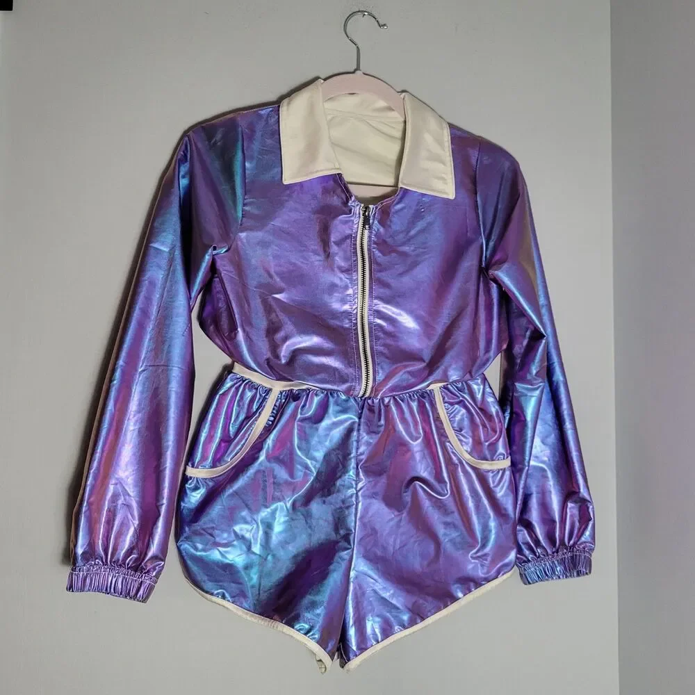 Weissman Purple Metallic One-Piece Dance Custom Jump Suit Size Large 9/10yrs